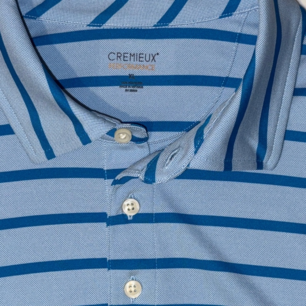 Daniel Cremieux Performance Polo Shirt Men’s XL Blue Striped 100% Polyester